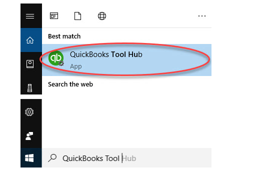 type QuickBooks Tool Hub in Search bar