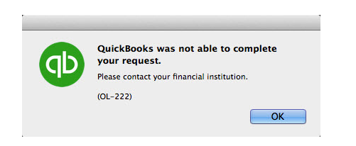 QuickBooks desktop error OL-222 Message