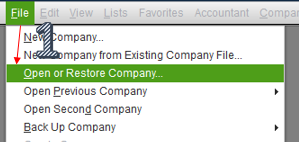 click on the File menu and Choose Open or restore company
