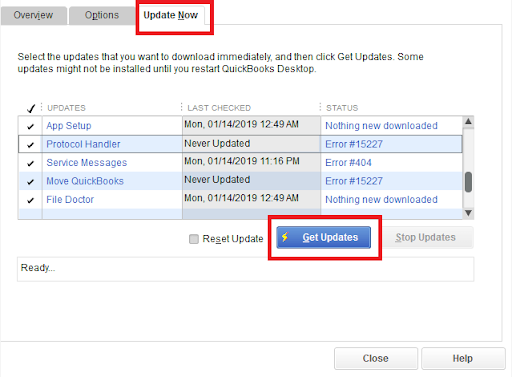 Navigate to the Update Now tab and click on the Reset Update checkbox