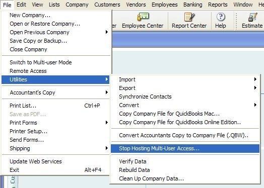 Select Stop Hosting Multi-User Access on every workstation showing this option