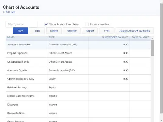 Modify Chart of Accounts in QuickBooks Online