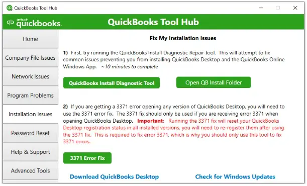 Use the install diagnostic tool from the QuickBooks tools hub 