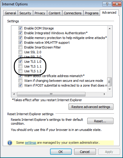 QuickBooks Error Code OLSU 1013 by setting TLS