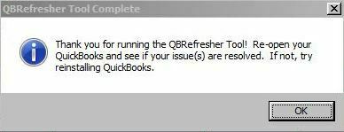 Thank you for running QBRefresher Tool!
