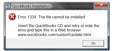 Quickbooks installation error 1334