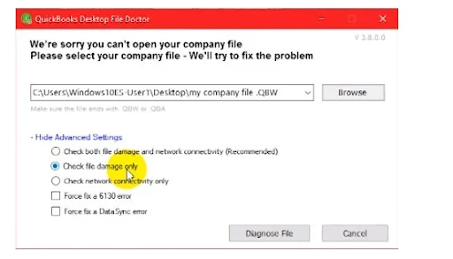 Fix QuickBooks File Error 6190 using File Doctor Tool