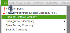 Choose Open or restore company