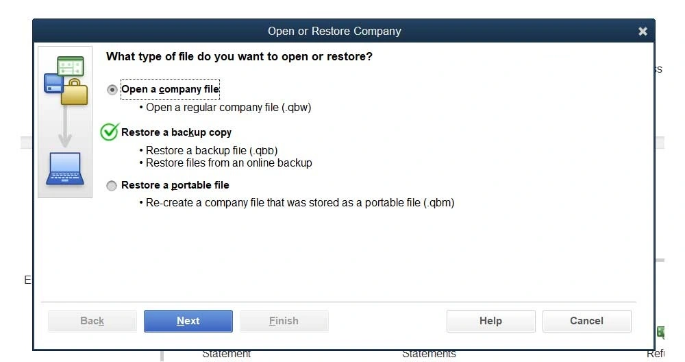 Restore QuickBooks Backup file