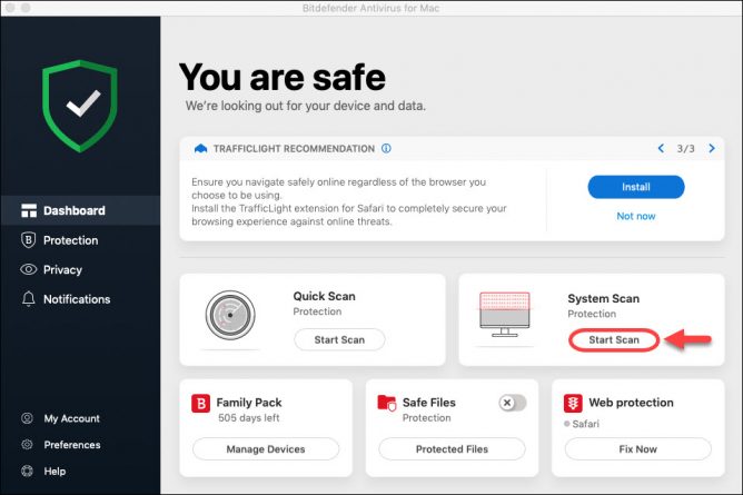 scan your computer for virus and malware