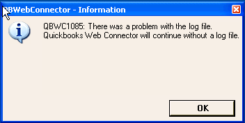 QB Web Connector Error 1085