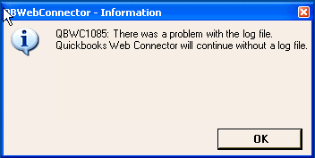 resolve qb web connector error 1085