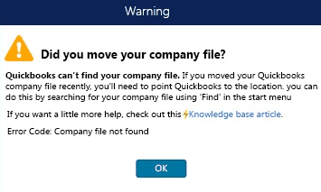 QuickBooks Company File Not Found
