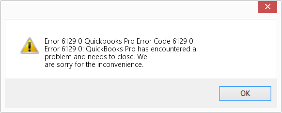 QuickBooks Error 6129 pop up