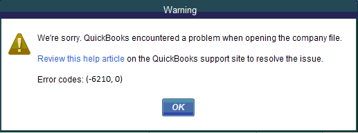 QuickBooks Error Code 6210 0