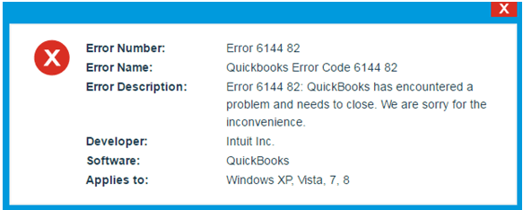 QuickBooks Error Message Code 6144 82