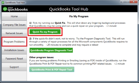 Use QB Tool Hub to Run QuickFix My Program and Resolve Error 6123