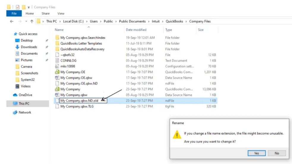 Rename .ND files to Fix QB Error 6129,0