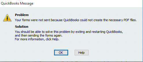 QuickBooks PDF Generation Message code