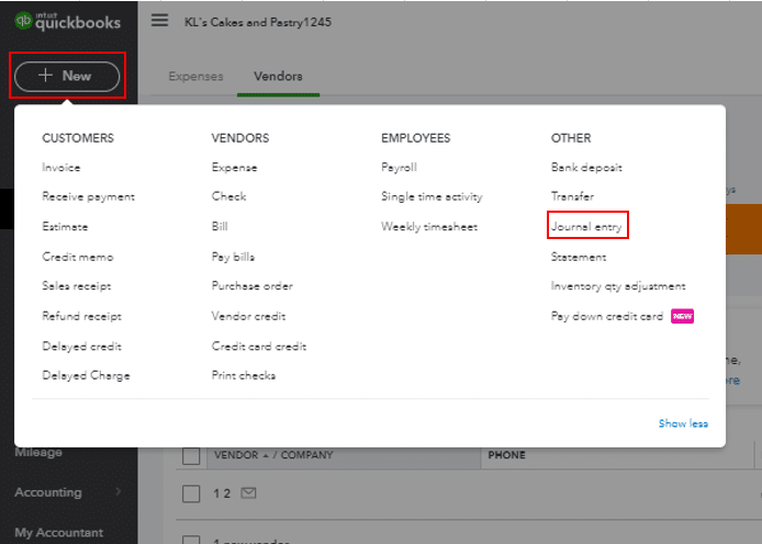 How to create QuickBooks Journal Entry