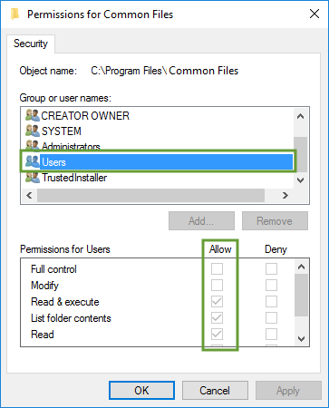 Windows Permissions for Common Files in QuickBooks Desktop