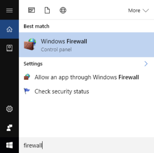 Search for Windows Firewall 