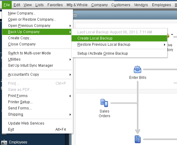 Restore a backup company file