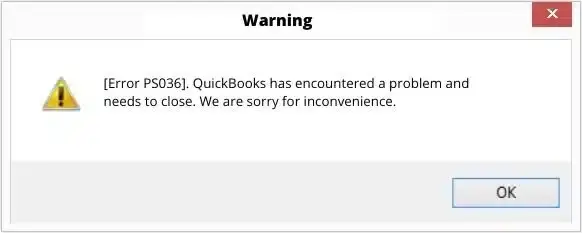 Error PS036 In QuickBooks