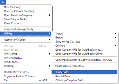 open Utilities & verify data