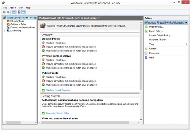 Open Windows Firewall with Advanced Security