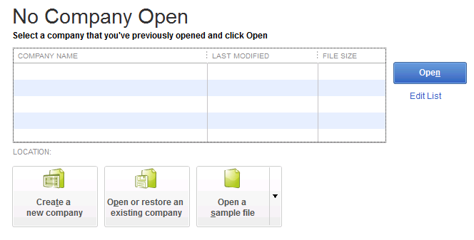 open 'no company open window'