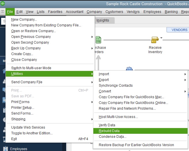 Run Rebuild Data tool