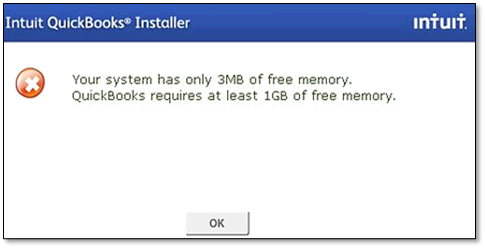 your system has only 0 mb of free memory quickbooks