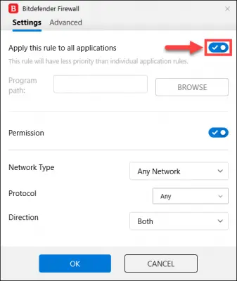 using BitDefender firewall