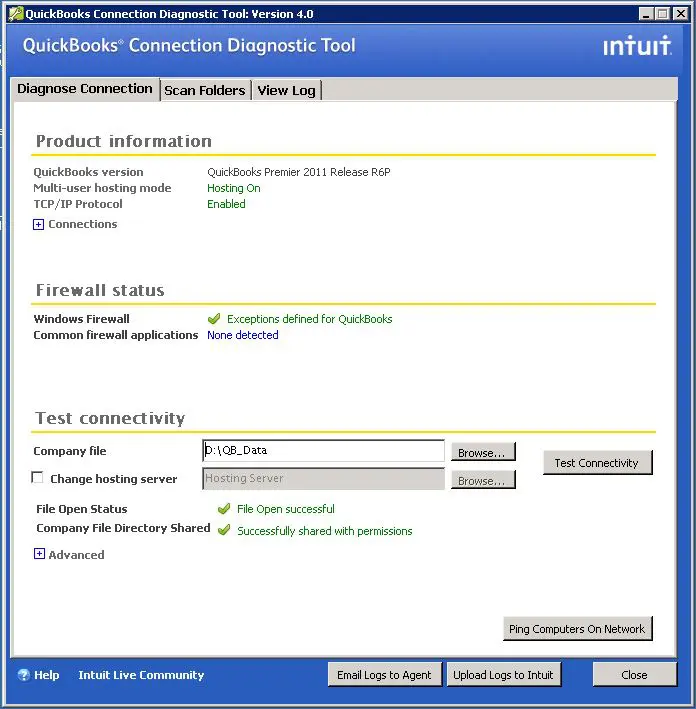 Run QuickBooks connection diagnostic tool