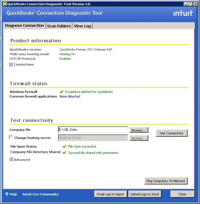 run quickbooks connection diagnostic tool