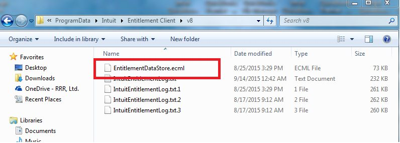 QuickBooks Entitlementdatastore File