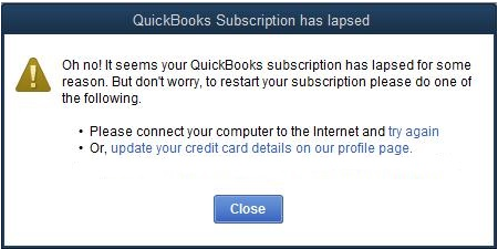 How to fix QuickBooks subscription has lapsed error