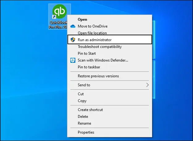 Run QuickBooks with admin permissions