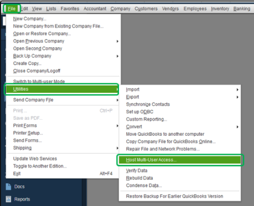 fix disable quickbooks hosting mode error