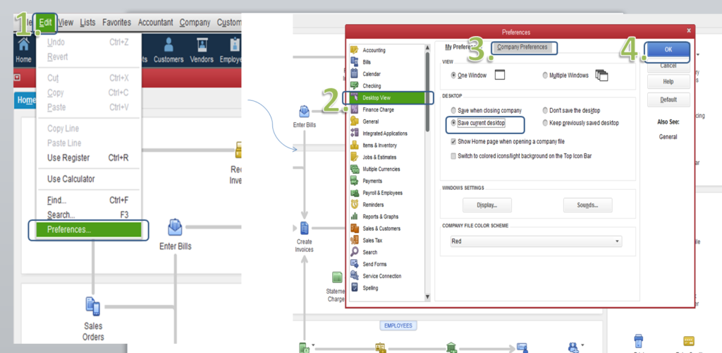 Make changes to view preference in QuickBooks