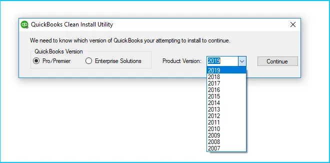 select the version of QuickBooks