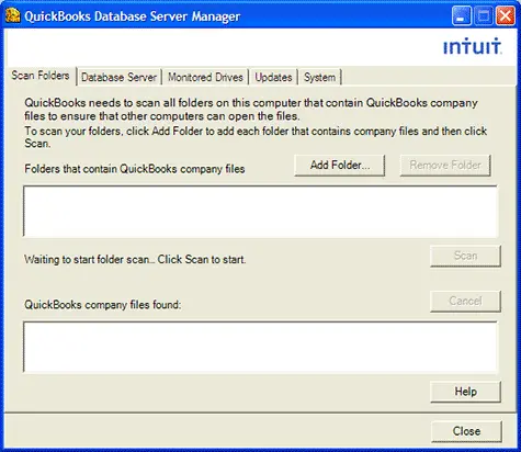 use the QuickBooks database server manager