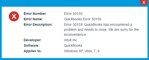 what is quickbooks error message 30159