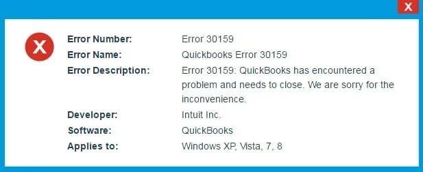 what is quickbooks error message 30159