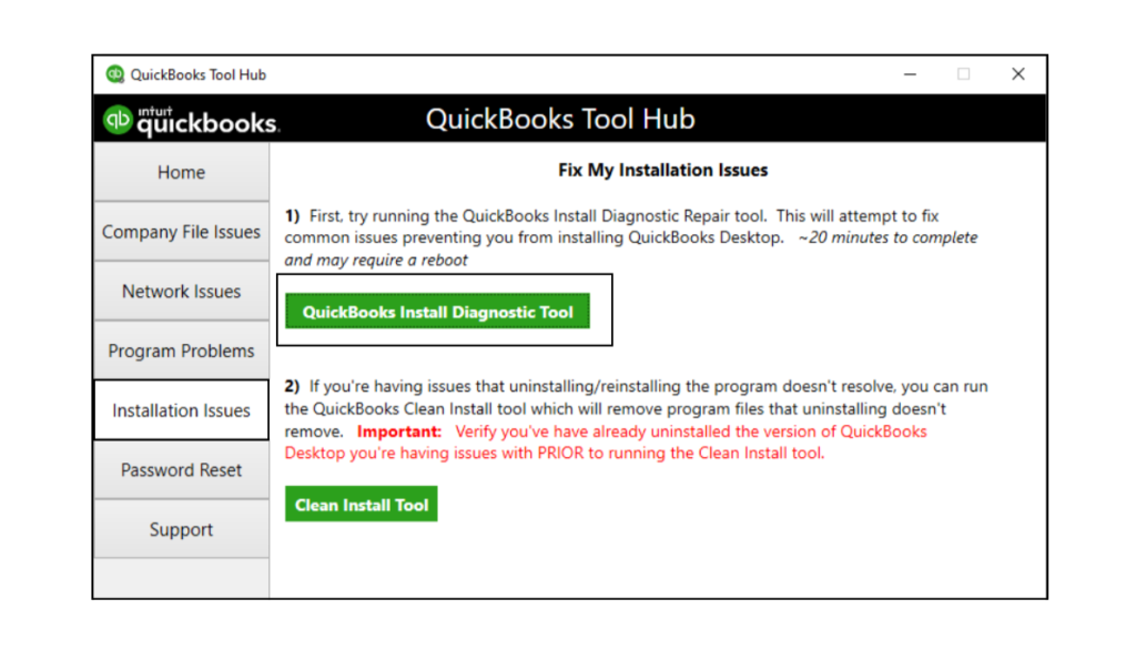 Run QuickBooks Install Diagnostic Tool