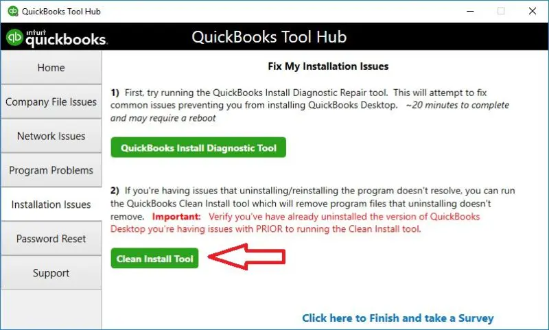 Use QuickBooks clean install tool