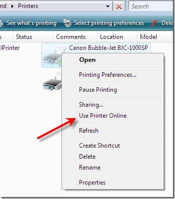Use-Printer-Online-Option