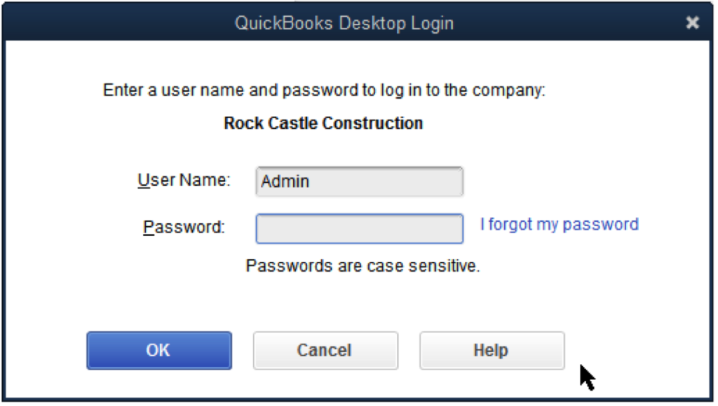 create a new password for your quickbooks online account