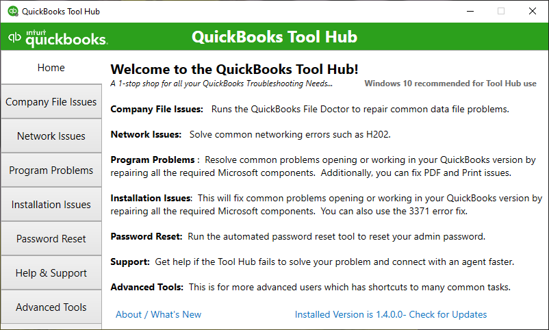 Run QuickBooks Tool Hub.